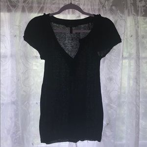 BCBG MAXAZRIA black linen/cotton blend top